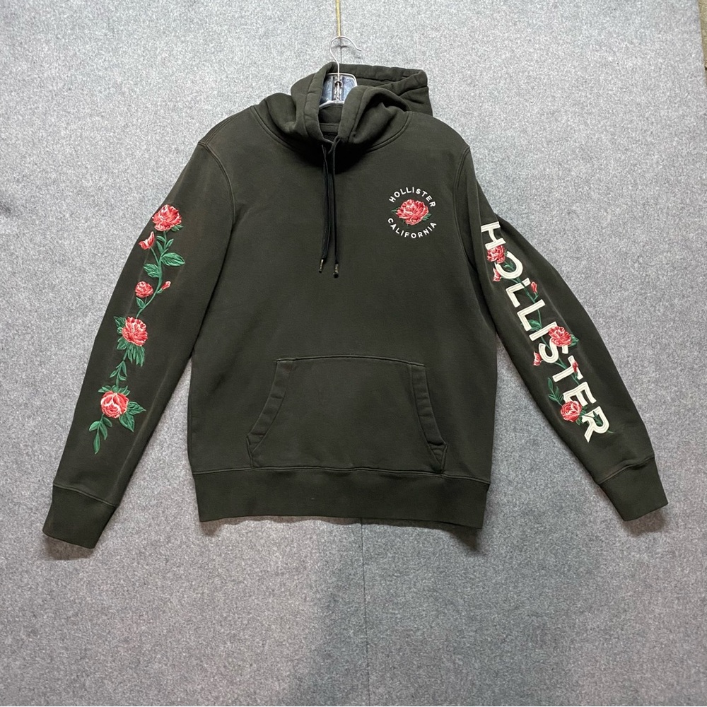 Hollister Black Sweatshirt with Floral Embroidery